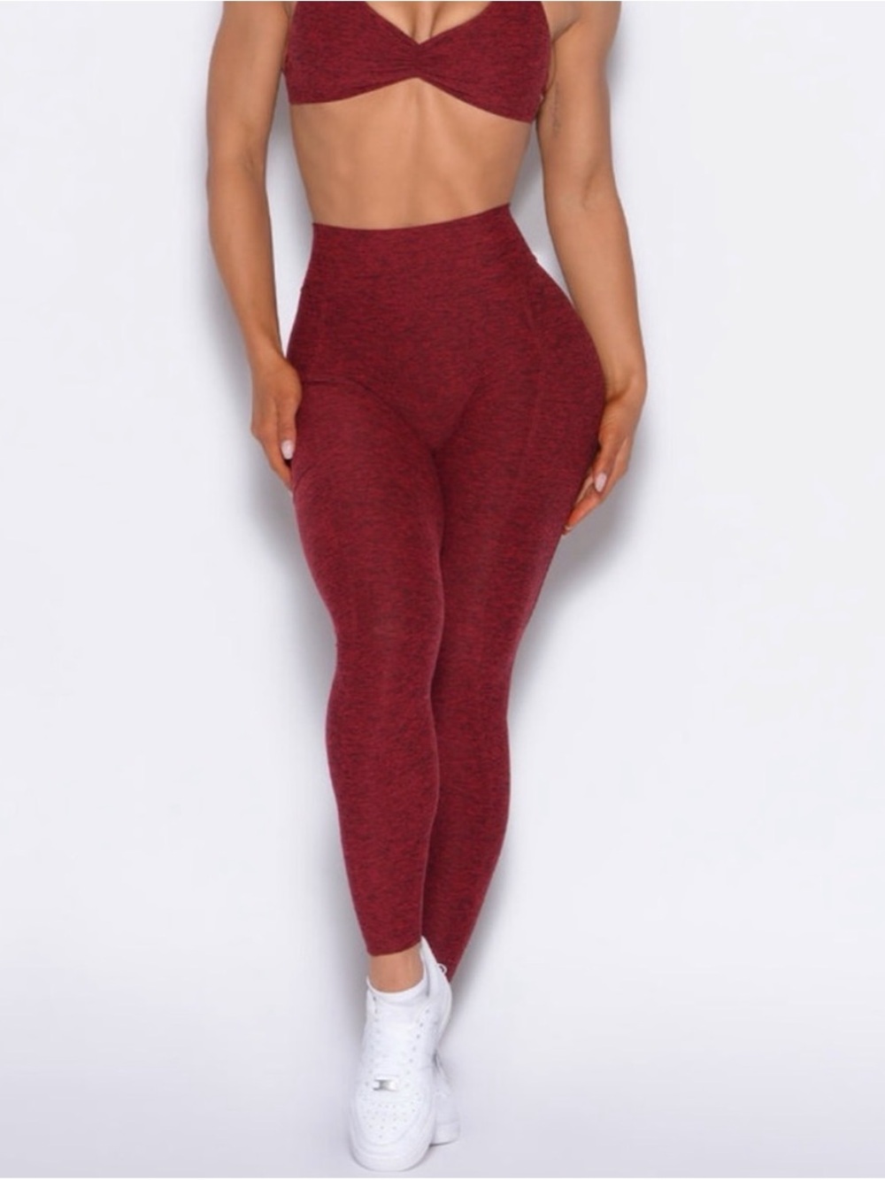 Bombshell Sportswear Curves 2.0 Leggings and Matching Bra - Burgundy Heather